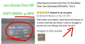 Michael got 10% higher than his 2012 Honda Civic’s 41 EMPG.